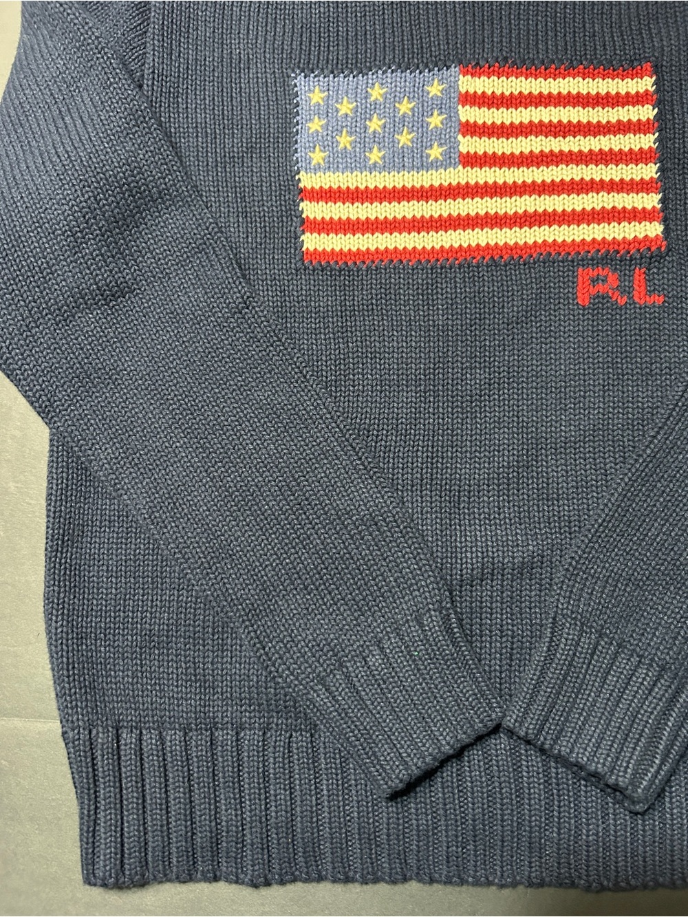 Vintage polo Ralph Lauren women’s Navy Crewneck Sweater with American Flag - Picture 12 of 16